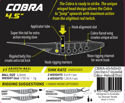 Cobra Shad 4.5" Live Ops - 4 Pack - Image 3