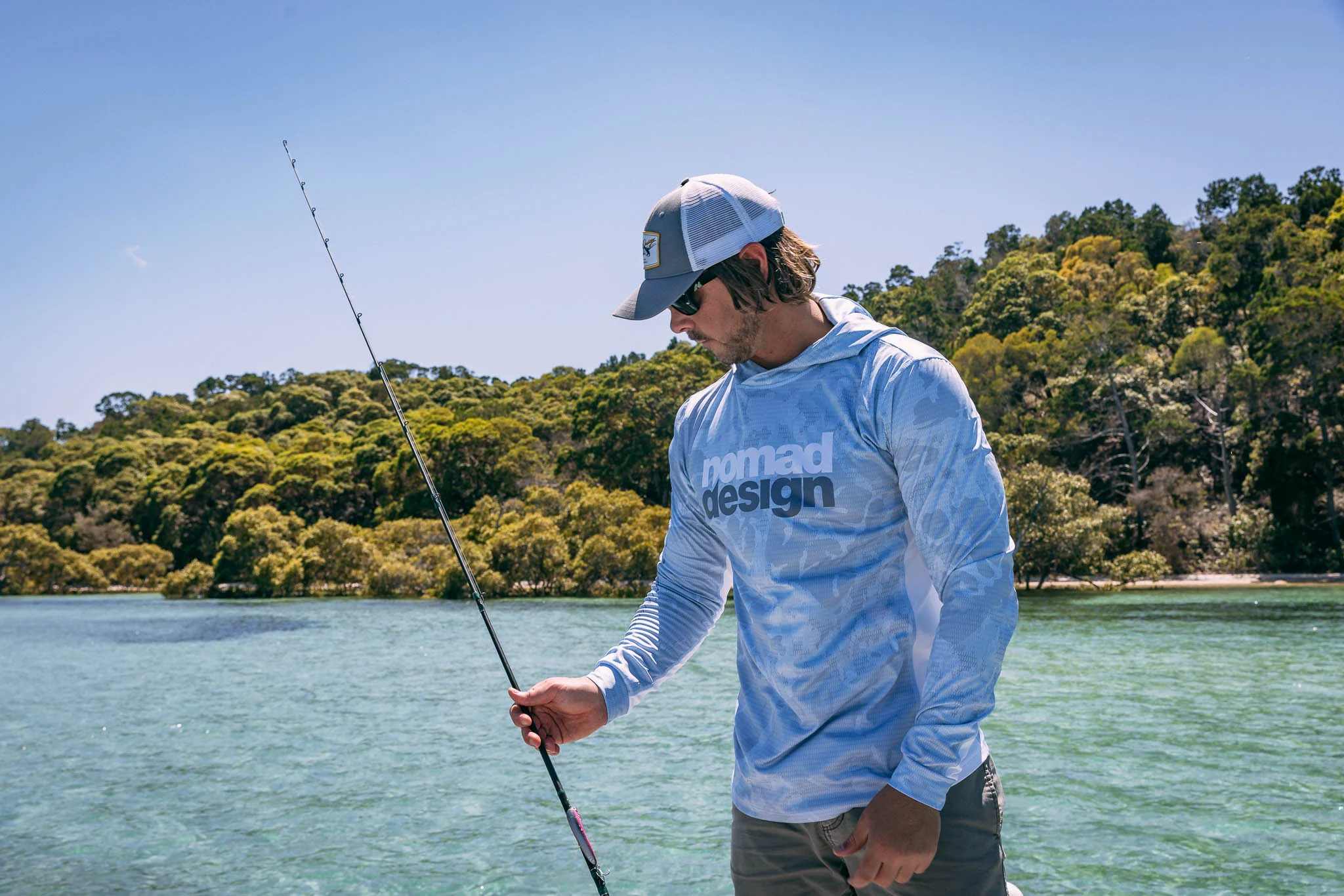 Tech Fishing Shirt Hooded - Camo Splice Blue - Image 3