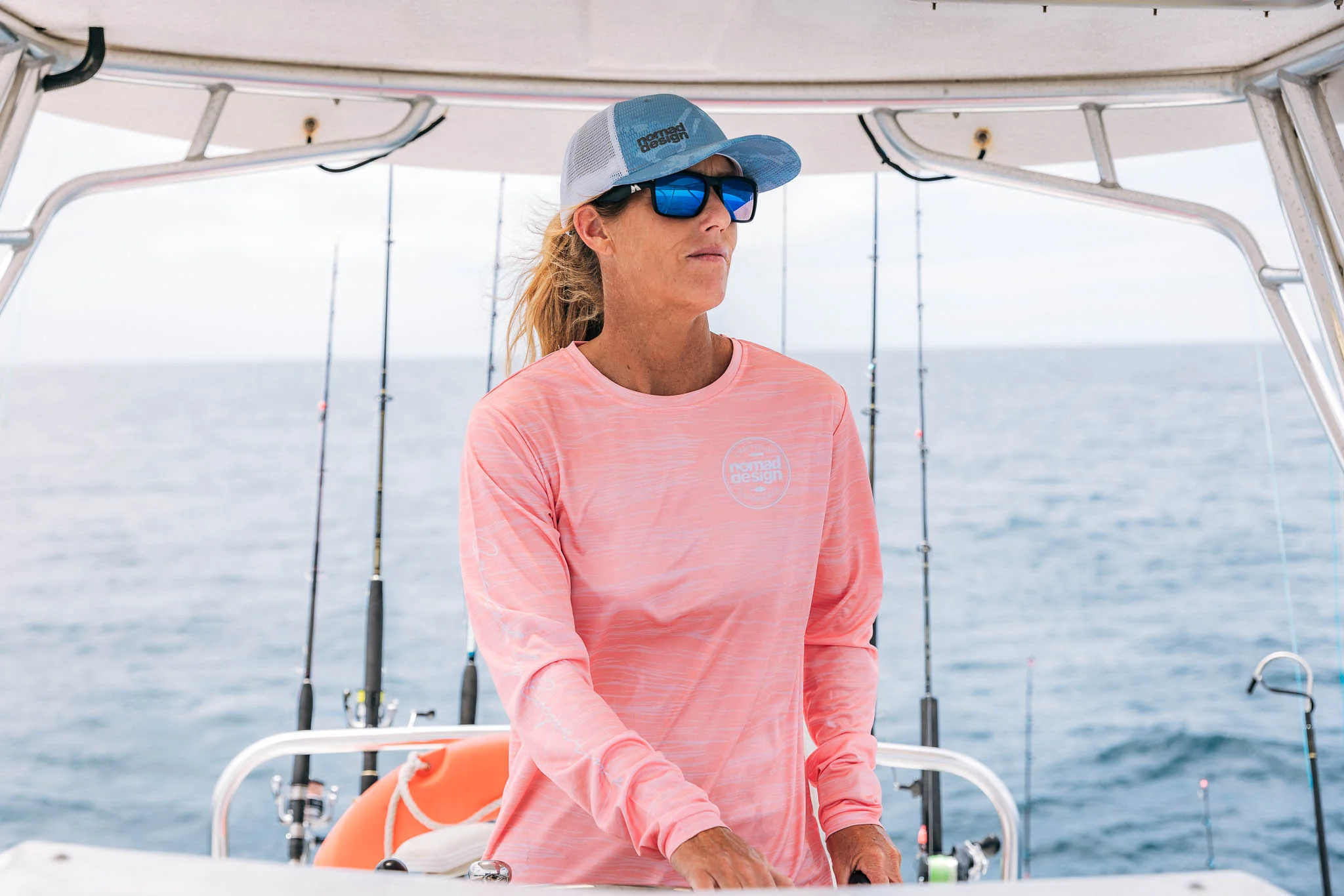 Womens Tech Fishing Shirt - Coral Swell - Image 3